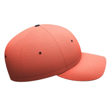 You can easily apply your incredible designs with this Side View Classical Baseball Hat Mockup In Persimmon Orange Color