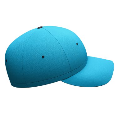 You can easily apply your incredible designs with this Side View Classical Baseball Hat Mockup In Cyan Blue Color
