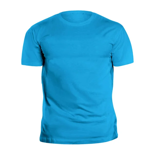 Použijte Tento Pohled Zepředu Jednoduché Tričko Mockup Azurové Modré Barvě — Stock fotografie
