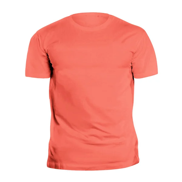 Użyj Tego Widoku Przodu Simple Shirt Mockup Persimmon Orange Color — Zdjęcie stockowe