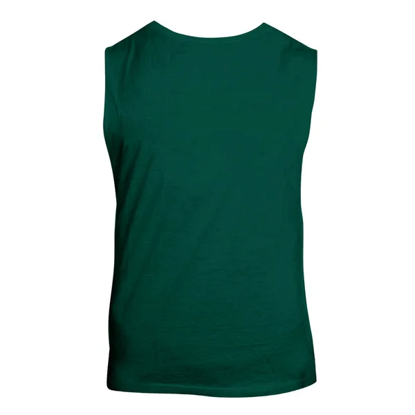 Back View Cute Sleeveless Shirt Mockup Cadmium Green Color Make — Stock Photo, Image