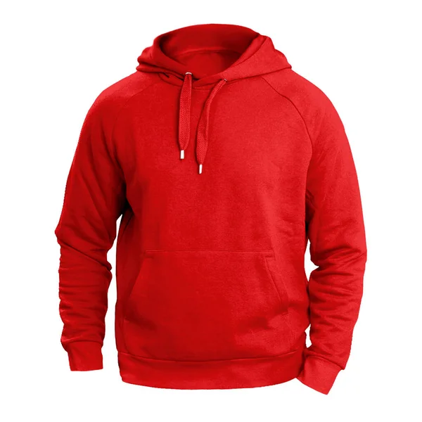 Deze Front View Fresh Man Hoodie Mockup Racing Red Color — Stockfoto