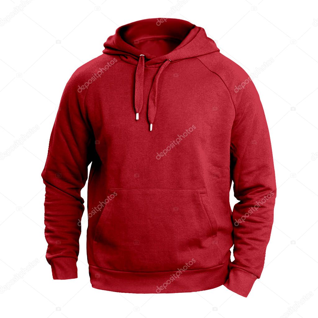 This Front View Fresh Man Hoodie Mockup In Savvy Red Color, will create a perfect scene to bring your designs to life.