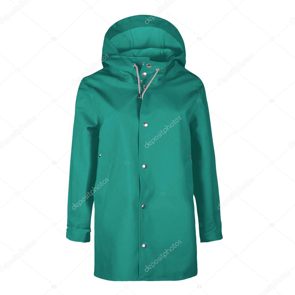 You can make your logo design more beautiful with this Front View Awesome Raincoat Mock In Cadmium Green Color.