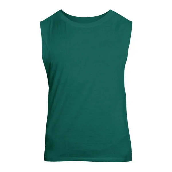 Front View Cute Sleeveless Shirt Mockup Cadmium Green Color Help — Stock Photo, Image