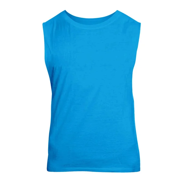 Este Mockup Sem Mangas Bonito Camisa Vista Dianteira Cor Azul — Fotografia de Stock