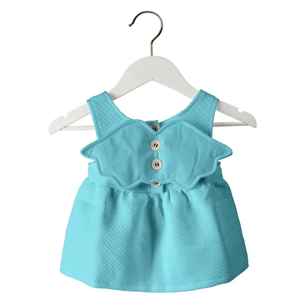 Back View Fresh Baby Dress Mockup Tanager Turquoise Color Hanger — 스톡 사진