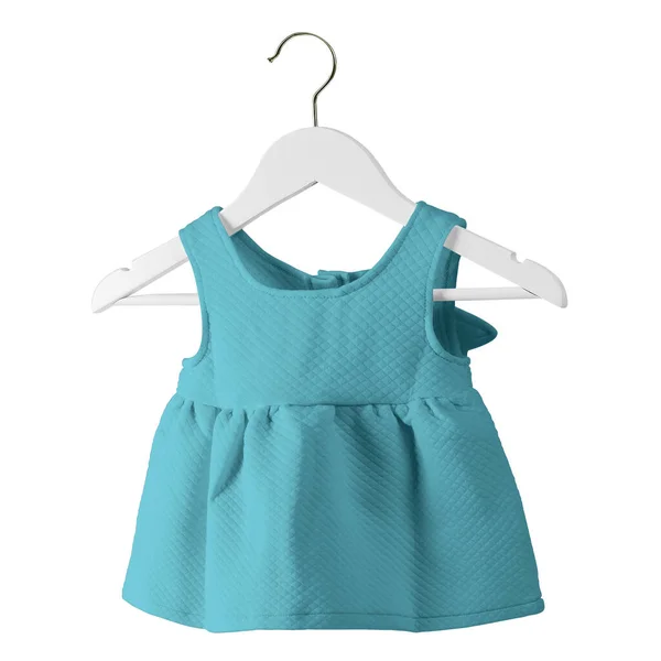 프론트 Fresh Baby Dress Mockup Brilliant Blue Color Hanger 당신은 — 스톡 사진