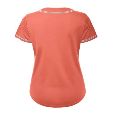 Yüksek çözünürlüklü Back View Muhteşem Kadınlar Beyzbol Jersey Mankeni Persimmon Turuncu Rengi ile tasarım fikirlerinizi güzel bir şekilde sunmanıza yardımcı olacak.. 
