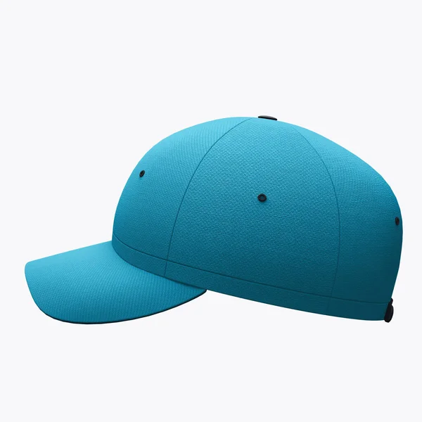 Sidovy Utmärkt Hatt Mockup Cyan Blå Färg För Att Göra — Stockfoto