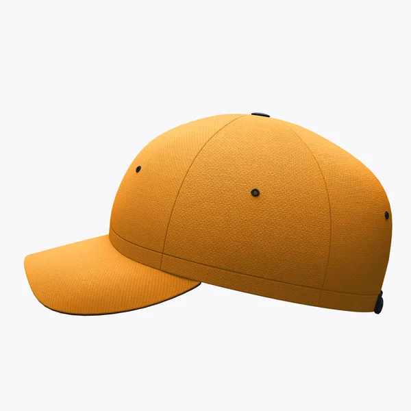 A Side View Excellent Baseball Hat Mockup In Radiant Yellow Color, to make a beautiful and trustworthy Hat template.