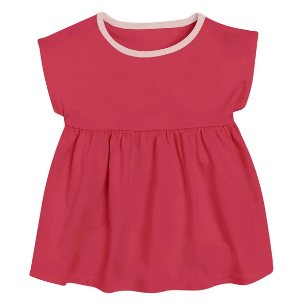 Cute Baby Shortsleeve Dress Mockup Lychee Red Color Simple Blank — Stok fotoğraf