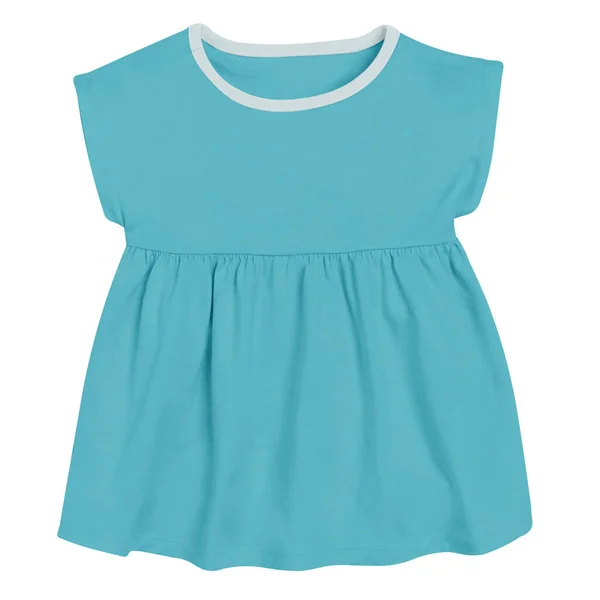 Cute Baby Shortsleeve Dress Mockup Tanager Turquoise Color Simple Blank — Stok fotoğraf