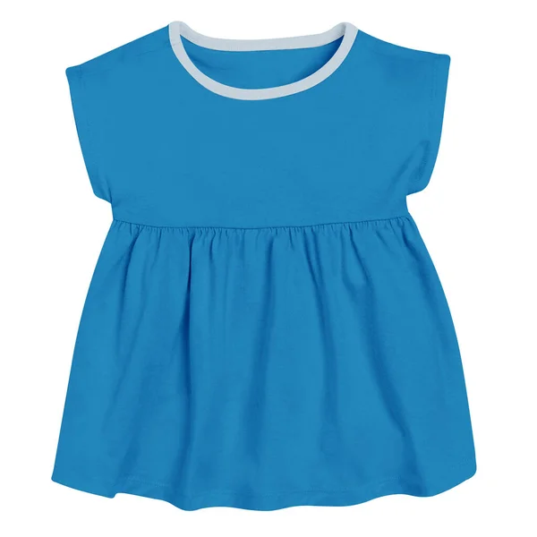 Cute Baby Shortsleeve Dress Mockup Brilliant Blue Color Simple Blank — Foto de Stock