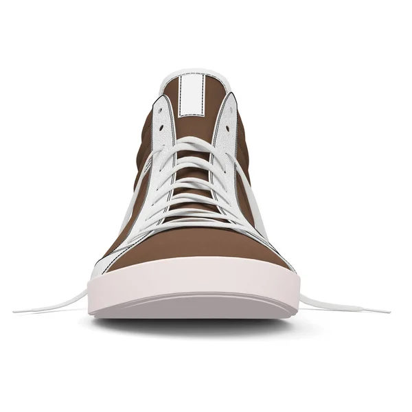 당신의 디자인의 아름다움을 Royal Brown 색상의 현실적 Sneakers Shoes Mockup — 스톡 사진