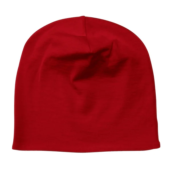 Agarra Este Impresionante Beanie Elegante Mockup Lychee Color Rojo Para — Foto de Stock