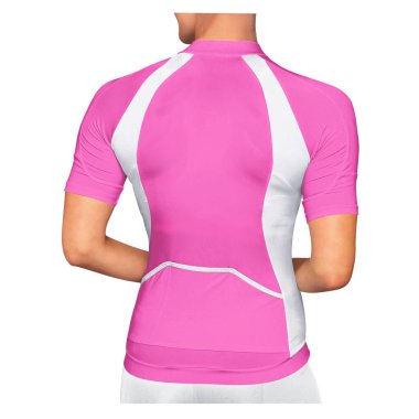 Bir grafik tasarımı profesyoneli olarak tasarımlarınızı göstermek için boş bir Bakış Açısı Jersey Mockup In Shell Pink Rengi.