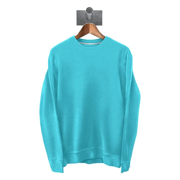 Modern Beauty Sweatshirt Mockup Angel Blue Color Hanger Template Make — 스톡 사진