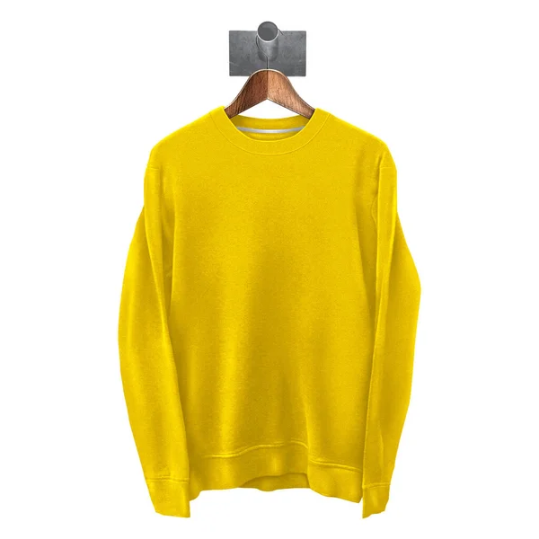 Een Moderne Beauty Sweatshirt Mockup Blazing Yellow Color Met Hanger — Stockfoto