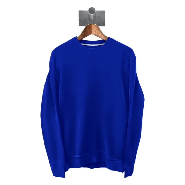 Modern Beauty Sweatshirt Mockup Dazzling Blue Color Hanger Template Make — Stock Photo, Image