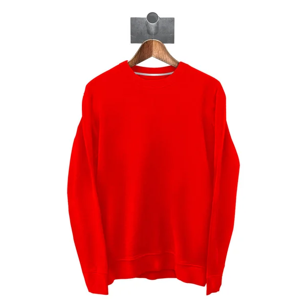 Modern Beauty Sweatshirt Mockup Fusion Red Color Hanger Template Make — 스톡 사진