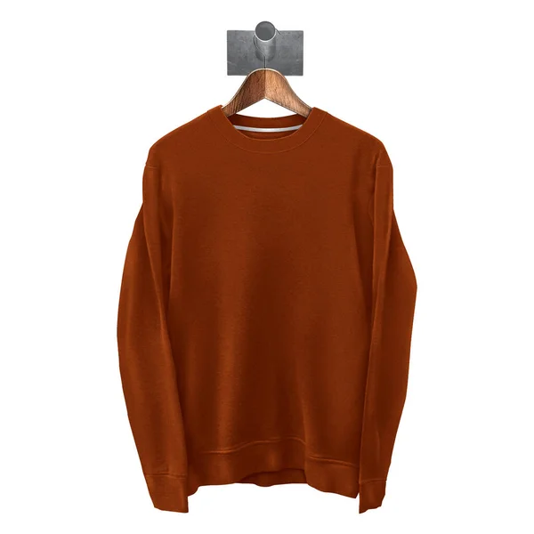 Modern Beauty Sweatshirt Mockup Leather Brown Color Hanger Template Make — Stock Photo, Image