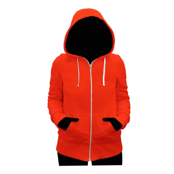 A high resolution Cute Female Hoodie Mockup In Fusion Red Color to help you present your cap designs beautifully.