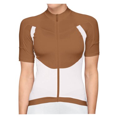 By using this Front View Beauty Woman Jersey Mockup In Leather Brown Color, give your artwork a boost.