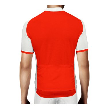 With this Back View Stylish Man Jersey In Fusion Red Color, you can promote your logo more beautiful and valuable.