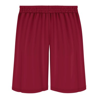 Add your graphics as much as you want, to this Front View Classical  Basketball Shorts Mockup In Red Bud Color. You can use it super easily.