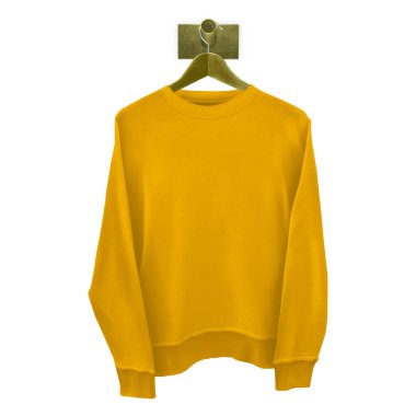 Grab this realistic Classical Sweatshirt Mockup In Gold Fusion Color With Hanger to give a boost to your designing progress.