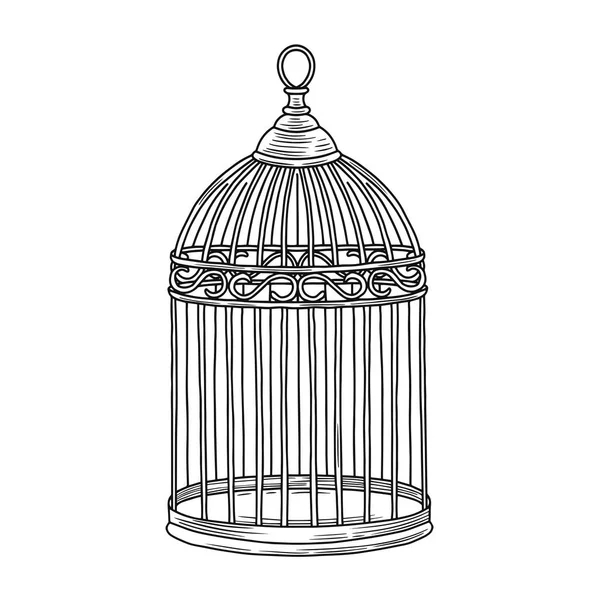 Illustration Cage Vintage Dessinée Main Isolée Sur Fond Blanc Vecteur — Image vectorielle