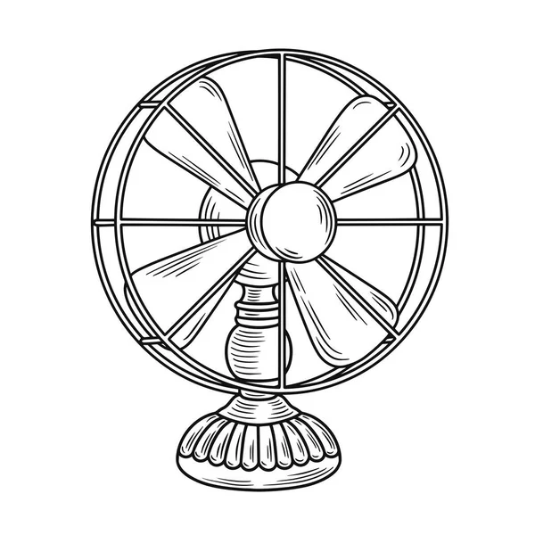 Винтажная Иллюстрация Вентилятора Белом Фоне — стоковый вектор
