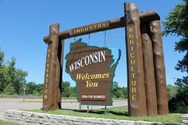 Wisconsin Vítejte znamení — Stock fotografie