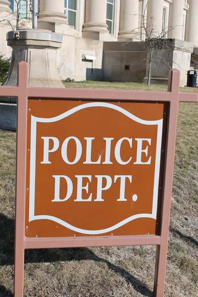Znak w departamencie policji — Zdjęcie stockowe