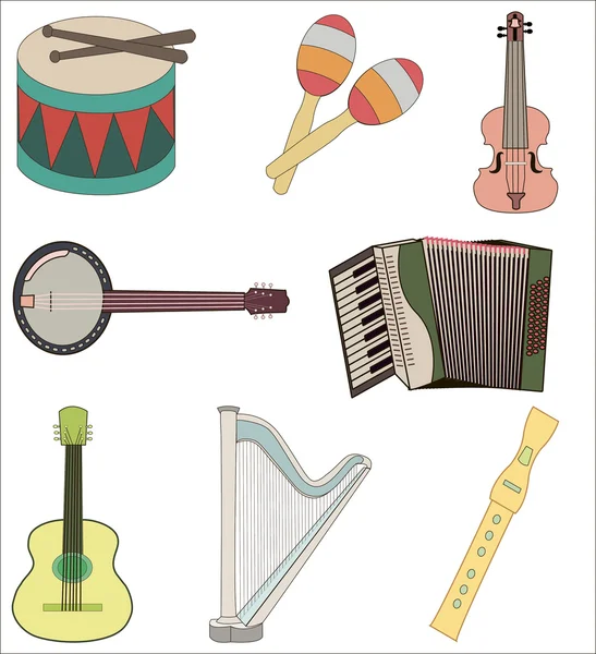 Instrumentos musicais — Vetor de Stock
