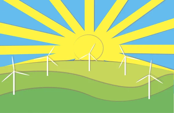 風力発電のアップリケ — ストックベクタ
