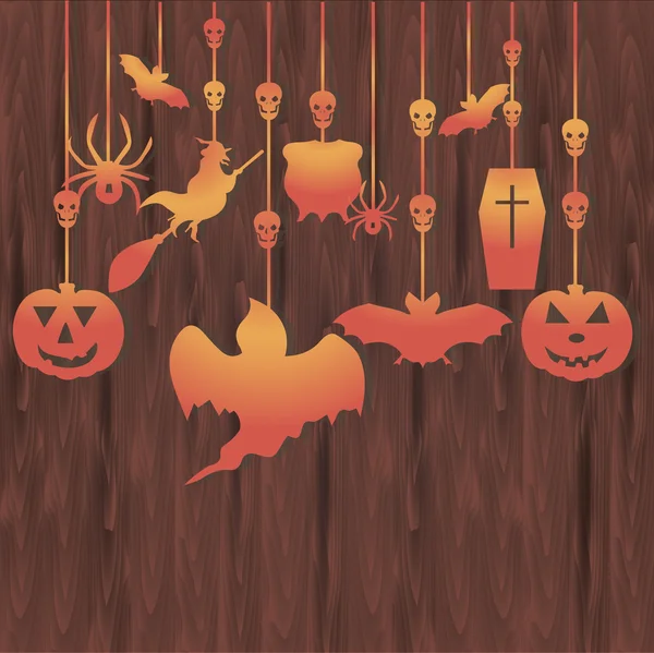 Banner de madera de Halloween — Archivo Imágenes Vectoriales