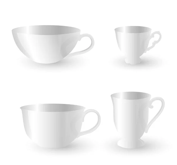 Tazas blancas — Vector de stock