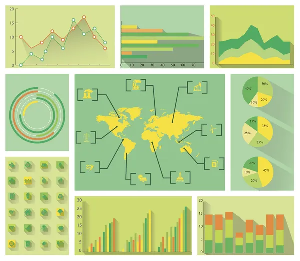 Grön platta infographics — Stock vektor