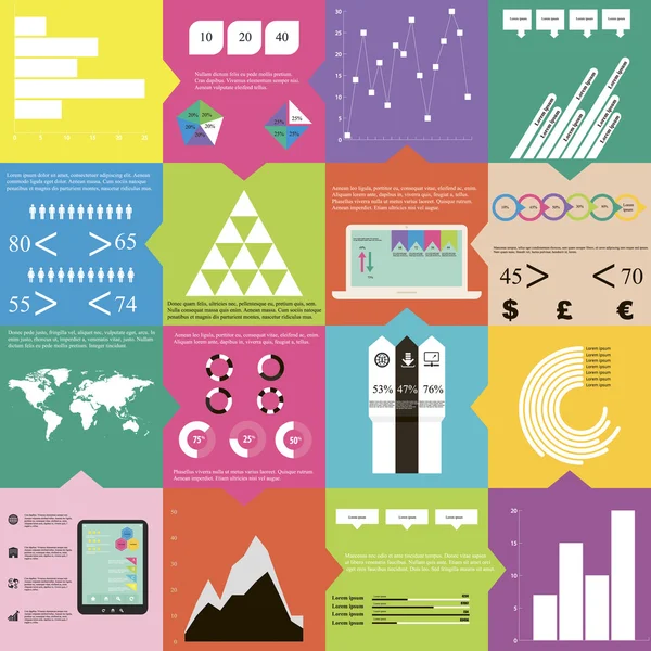 düz kare infographics