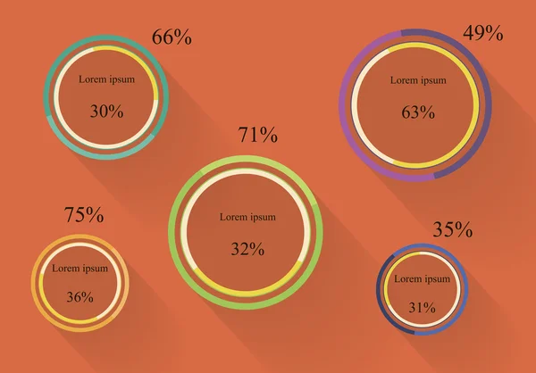 Gráficos de pastel infografías planas — Archivo Imágenes Vectoriales