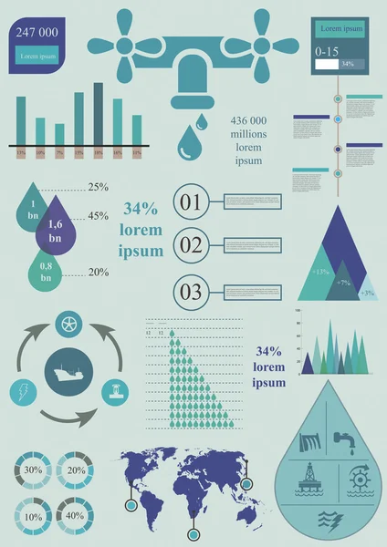 Infografías del agua — Vector de stock