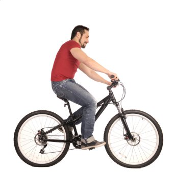Bicyclist on white. clipart