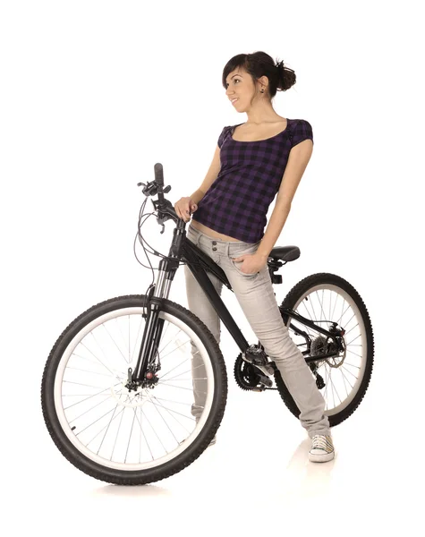 Woman bicyclist — Stock Photo, Image