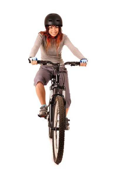 Mulher ciclista — Fotografia de Stock