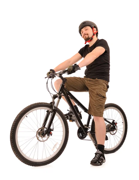 Bicyclist on white. — Stock Photo, Image