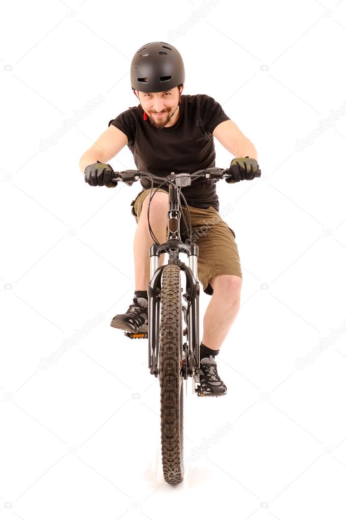 The bicyclist on white