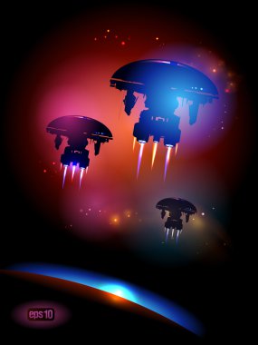 uzaylı spacecrafts dünya bırakarak.