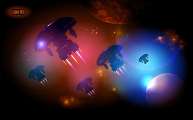 uzayda uzaylı spacecrafts. EPS 10.